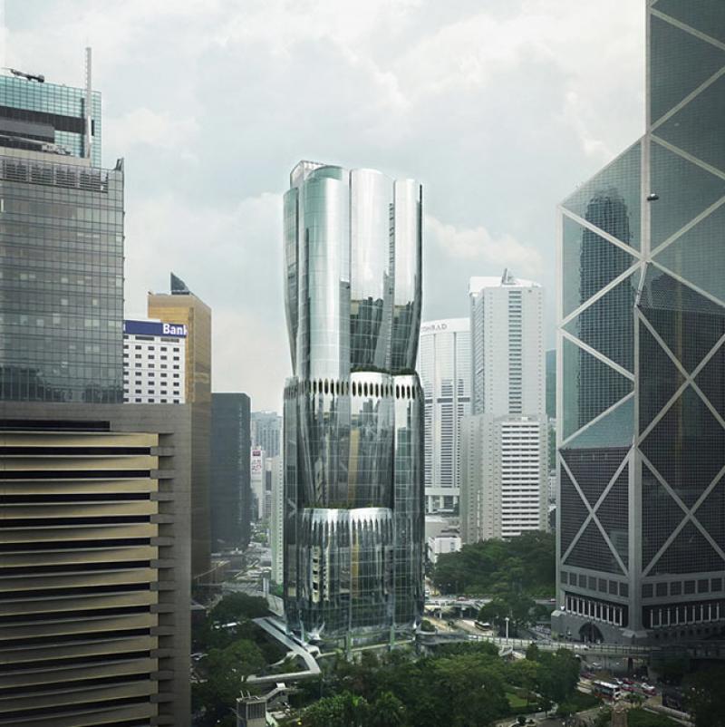 The Henderson, immeuble conçu par le cabinet Zaha Adid Architects dans lequel Christie's installera son nouveau siège hongkongais en 2024. © Zaha Hadid Architects / Arqui9