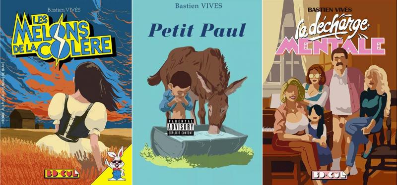 Bastien Vivès, Les Melons de la colère (2011), Petit Paul (2018) et La Décharge mentale (2018), Éditions Glénat (collection Porn'Pop) et Les Requins Marteaux (collection BD Cul) : Réservé à un public averti
