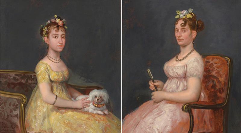 Francisco de Goya (1746-1828), Dona Maria Vicenta Barruso Valdés et Dona Leonora Antonia Valdés de Barruso, 1805, huile sur toile, 105 x 84 cm (chaque). © Christie's Images Ltd. 2023