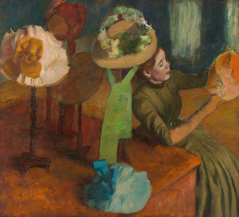 Edgar Degas (1834–1917), Chez la modiste, 1879-1886, huile sur toile, 100 x 110,7 cm, Mr. and Mrs. Lewis Larned Coburn Memorial Collection. The Art Institute of Chicago, Chicago, États-Unis