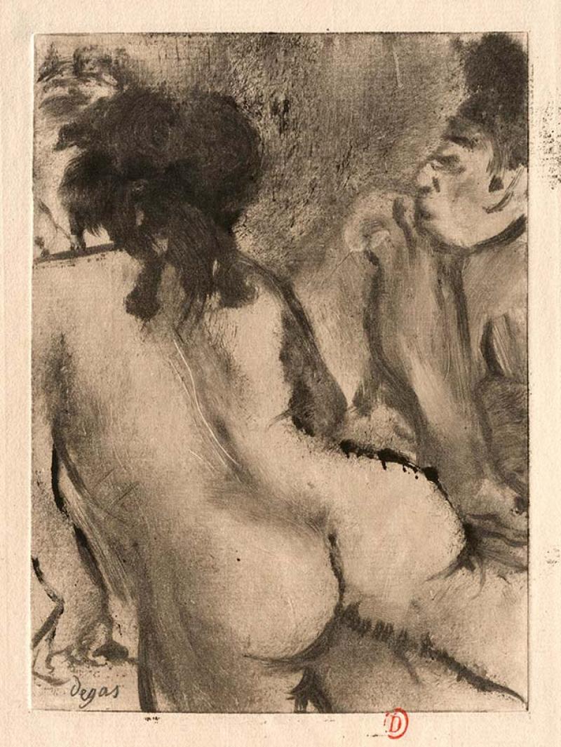 Edgar Degas (1834-1917), L'Entremetteuse, monotype, c. 1879, 16,1 x 11,8 cm (image), Bibliothèque de l'Institut National d'Histoire de l'Art, collections Jacques Doucet - Photo INHA - Licence Ouverte / Etalab