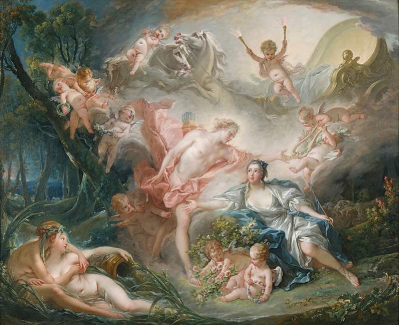 François Boucher, Apollon révélant sa divinité à la bergère Issé, 1750, huile sur toile, 129 x 157 cm, Tours, Musée des beaux-arts. © MBA Tours/D. Couineau.