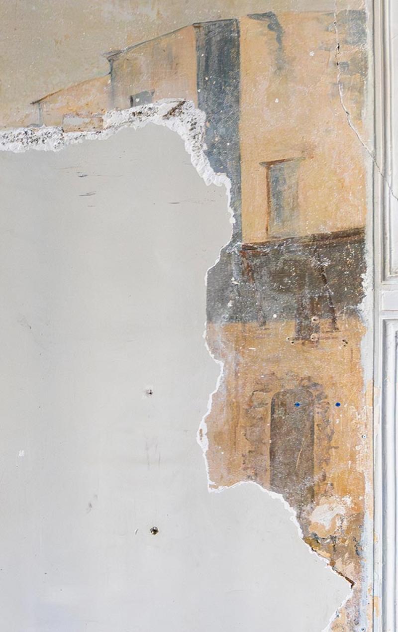 Les restes de la fresque retrouvée dans la maison de Cézanne. © Ville d'Aix-en-Provence / Philippe Biolatto