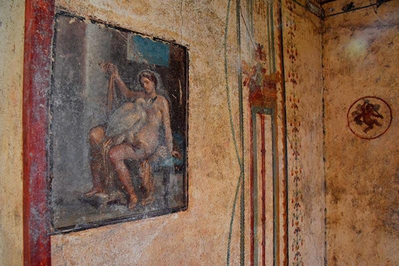 Fresque représentant Léda et le cygne. © Parc archéologique de Pompéi