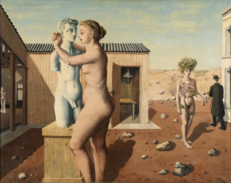 Paul Delvaux (1897-1994), Pygmalion, 1939, huile sur toile, 117 x 148 cm. © Foundation Paul Delvaux, Sint-Idesbald © Adagp Paris 2024