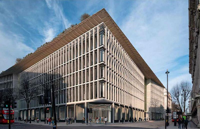 Vue d'architecte du nouveau bâtiment prévu pour remplacer celui de Marks & Spencerde 1929. © Pilbrow + Partners