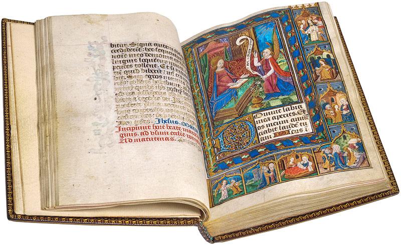 Guillaume de Lorris et Jean de Meung, Le Roman de la Rose, 1350, manuscrit présenté par la librairie les Enluminures. © Les Enluminures