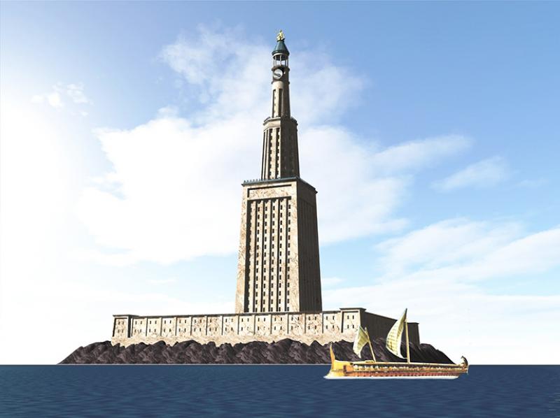 Reconstitution du phare d'Alexandrie en images de synthèse. © Victor Shenouda, 2013