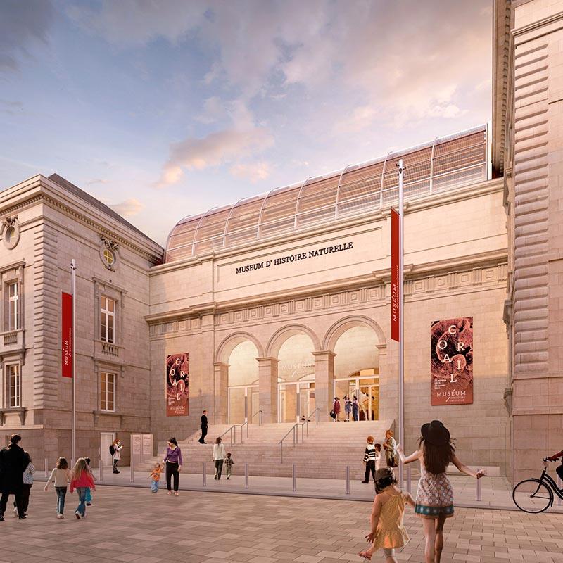 Vue d'architecte de la façade du futur Muséum de Nantes. © Moatti & Rivière