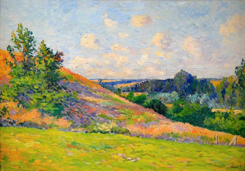 Maximilien Luce (1858-1941), Paysage, Bazincourt, 1897, huile sur bois. © Ville de Versailles / Raphaële Fresnais