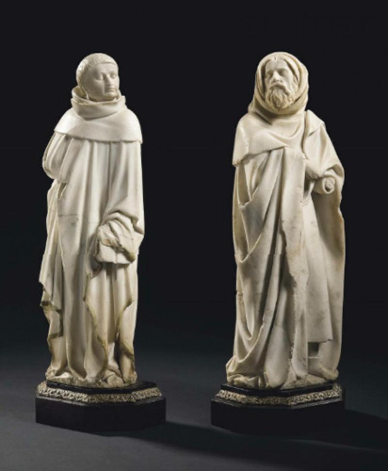 Deux pleurants en albâtre provenant du tombeau de Jean de France (1340-1416), Duc de Berry