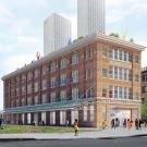 Vue d'architecte du projet de Centre Pompidou à Jersey City. - Crédit : OMA