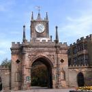 L'entrée du château d'Auckland, à Auckland Bishop dans le comté de Durham en Angleterre.