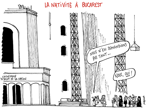 Dessin Michel Cambon : cathédrale bucarest roumanie