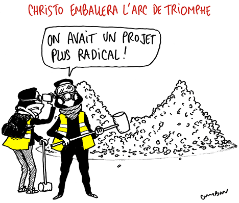 Dessin Michel Cambon : Christo va emballer l'Arc de Triomphe 