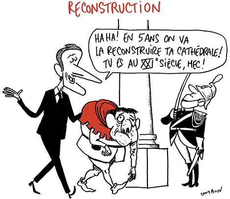 Dessin Michel Cambon : Reconstruction Notre-Dame