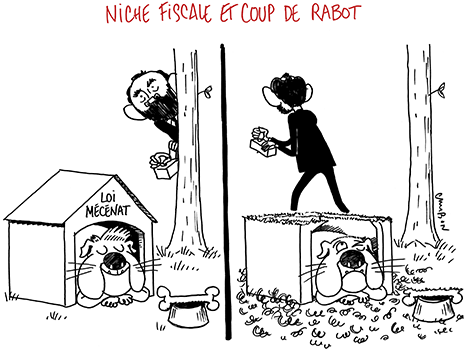 Dessin Michel Cambon - Loi mécénat : niche fiscale et coup de rabot