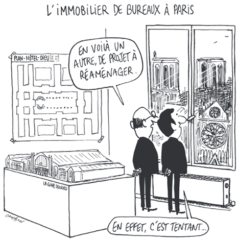 Dessin Michel cambon : L'immobilier de bureaux à Paris