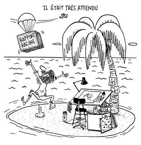 Dessin Michel Cambon : Le rapport Racine