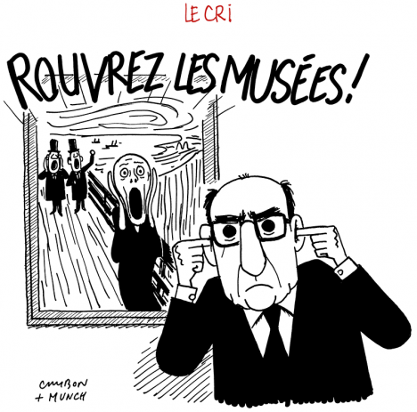 Dessin Humour : Rouvrez les musées © Michel Cambon 