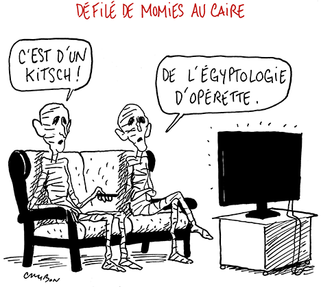 Dessin Humour Défilé de momies au Caire © Michel Cambon 2021