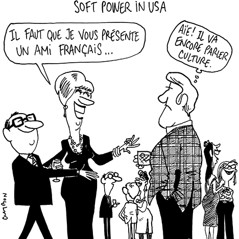 Dessin Humour : Soft Power culture USA France © Michel Cambon 2021