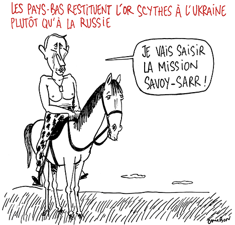 Dessin Humour : Les Pays-Bas restituent l'or Scythes à l'Ukraine plutôt qu'à la Russie © Michel Cambon