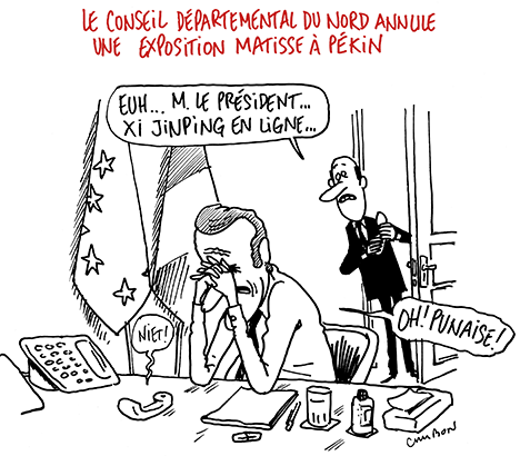 Dessin Humour : Le conseil départemental du Nord annule une exposition Matisse à Pékin © Michel Cambon 2022