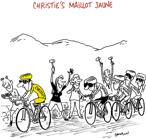 Dessin Humour : Christie’s maillot jaune © Michel Cambon