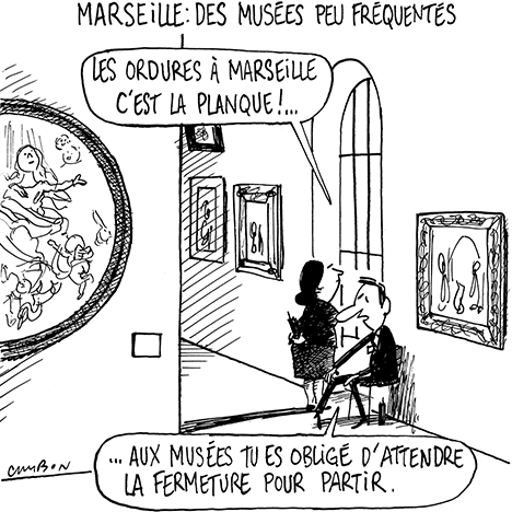 Dessin Humour : Marseille : des musées peu fréquentés © Michel Cambon 2022