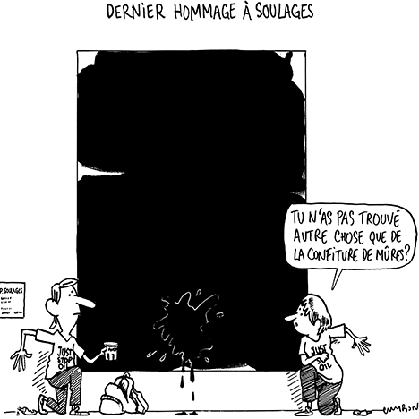 Dessin Humour : Dernier hommage à Soulages © Michel Cambon 2022
