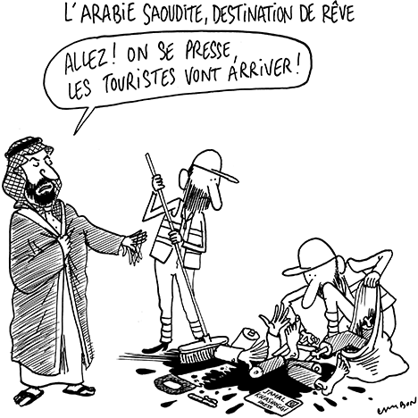Dessin Humour : L’Arabie saoudite, destination de rêve © Michel Cambon 2023