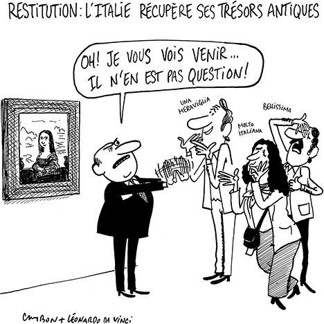 Dessin Humour : Restitution : l’Italie récupère ses trésors antiques © Michel Cambon 2023