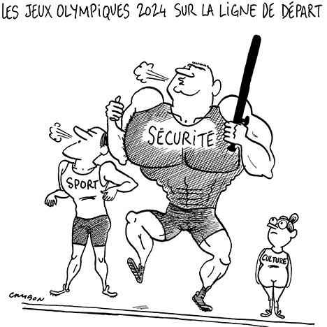 Dessin Humour : Les Jeux Olympiques Paris 2024 : sécurité, sport et culture © Michel Cambon 2023