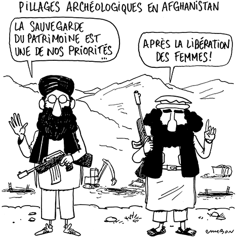 Dessin Humour – Pillages archéologiques en Afghanistan © Michel Cambon