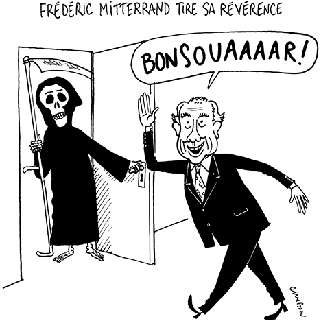 Dessin Humour Michel Cambon : Frédéric Mitterrand tire sa révérence