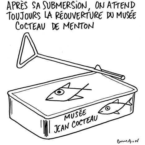 Dessin Humour | Attente de la réouverture du Musée Jean Cocteau à Menton © Michel Cambon