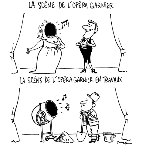 Dessin Humour : La scène de l’Opéra Garnier © Michel Cambon